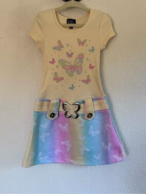 5/$25 lilt Yellow Butterfly Belt Dress
